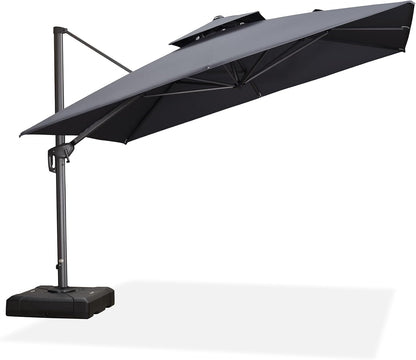 12ft Patio Umbrella with Base Large Outdoor Square Umbrella