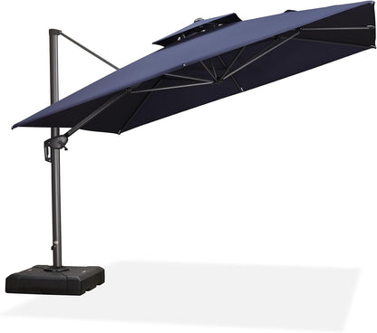 12ft Patio Umbrella with Base Large Outdoor Square Umbrella