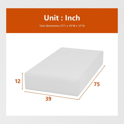 Twin 6 Inch Gel Memory Foam Mattress in a Box Medium Firm