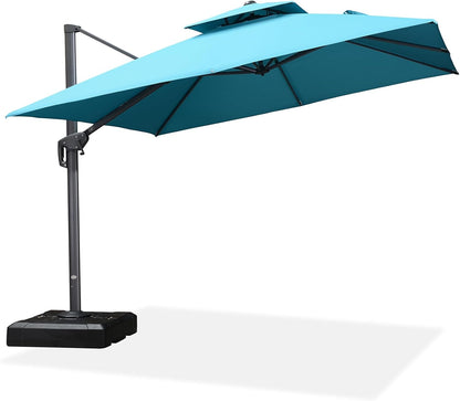 12ft Patio Umbrella with Base Large Outdoor Square Umbrella