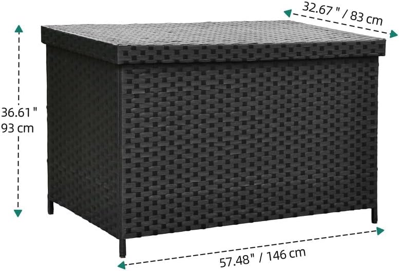 230 Gallon Deck Box XXL Wicker Outdoor Storage Box