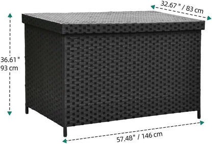 230 Gallon Deck Box XXL Wicker Outdoor Storage Box