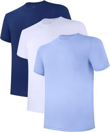 Men's Undershirt Moisture-Wicking T-Shirts Stretch Crewneck Soft Tees for Men,3 Pack