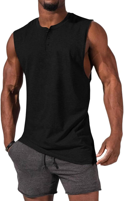 Men's Sleeveless Tank Tops Crewneck Solid Loose Fit Shirt