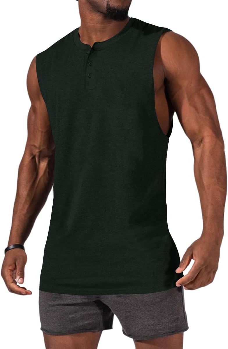 Men's Sleeveless Tank Tops Crewneck Solid Loose Fit Shirt