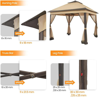 11x11 Pop Up Gazebo Canopy Tent with Mesh Netting and Sandbags