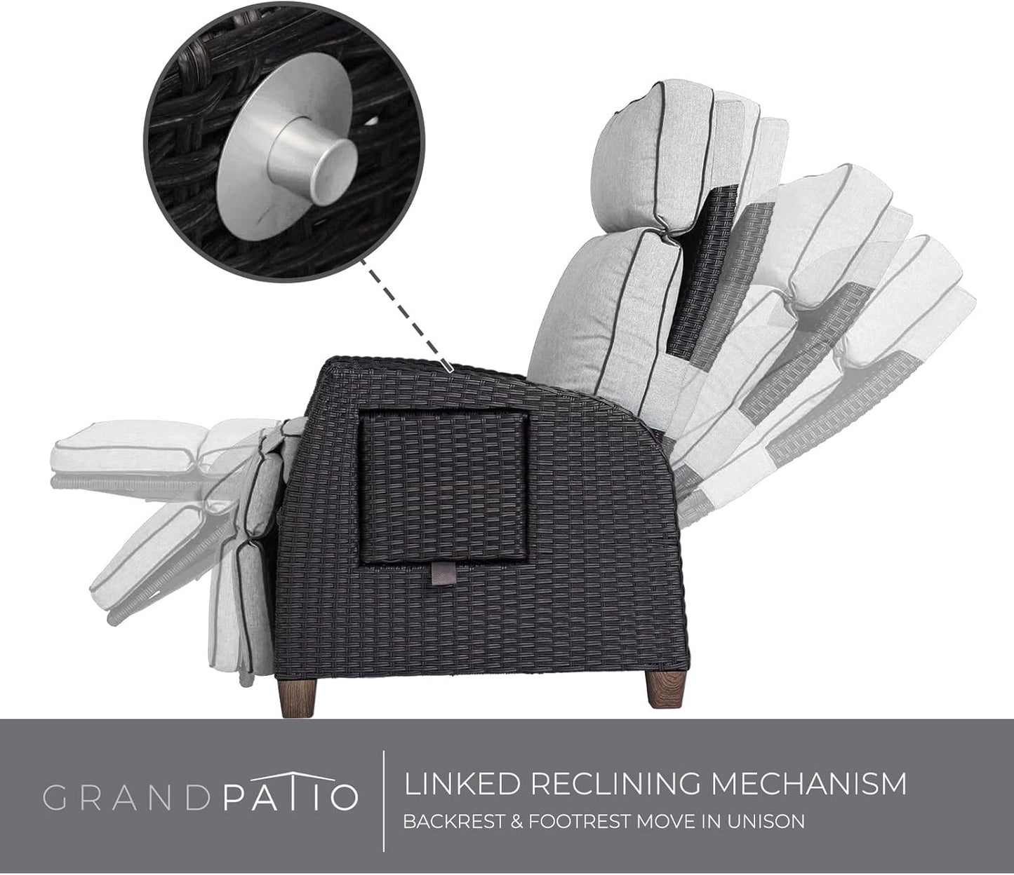 Outdoor Recliner Chair Patio 150° Lay Flat Recliner