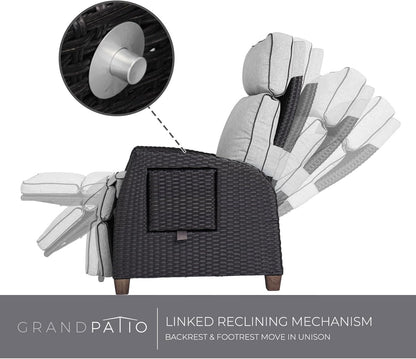 Outdoor Recliner Chair Patio 150° Lay Flat Recliner