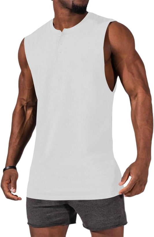 Men's Sleeveless Tank Tops Crewneck Solid Loose Fit Shirt
