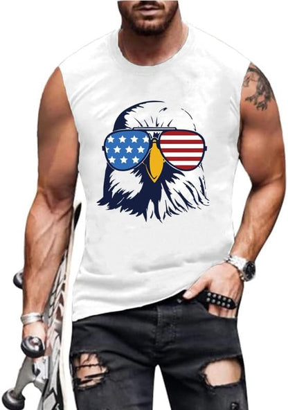 4th of July American Flag Patriotic Tank Top Shirts for Men