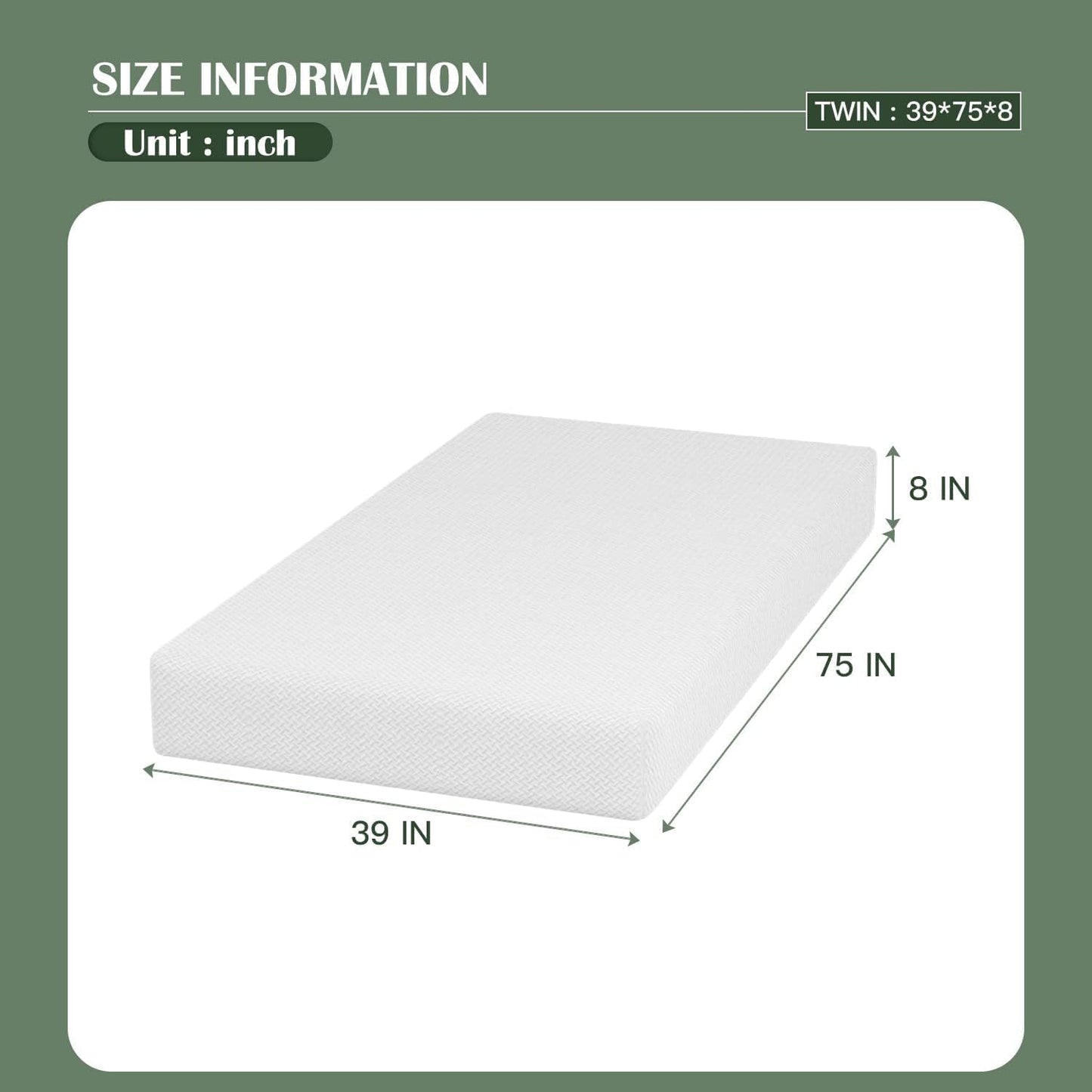 Twin 6 Inch Gel Memory Foam Mattress in a Box Medium Firm