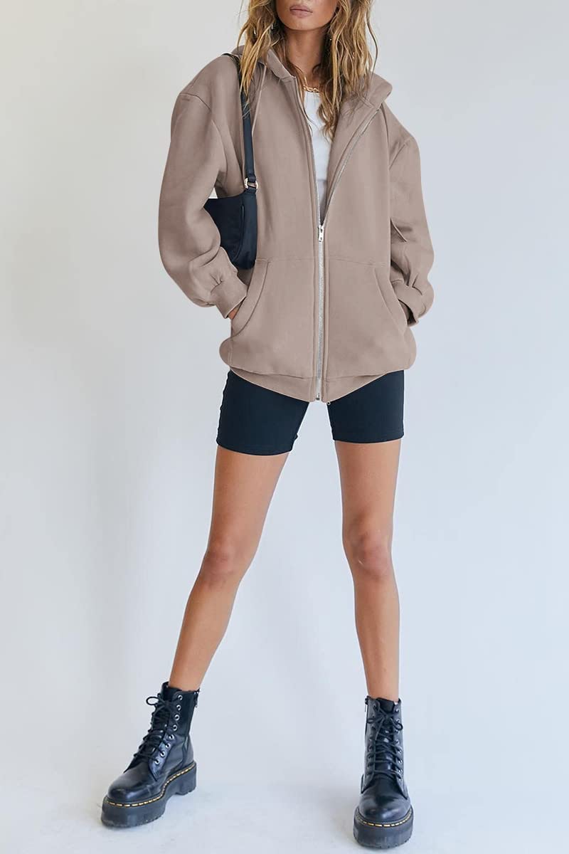 Womens Zip Up Hoodies Long Sleeve Fall Oversized Sweatshirts