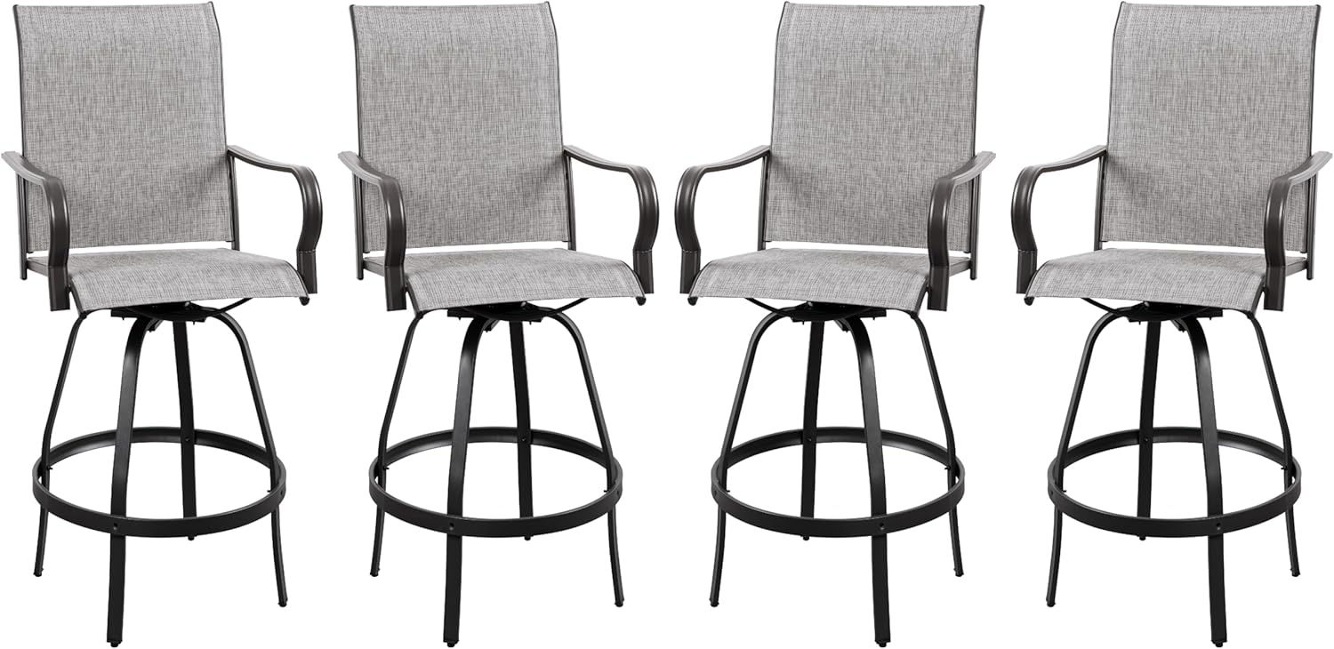 2 Piece Outdoor Patio Swivel Bar Chairs