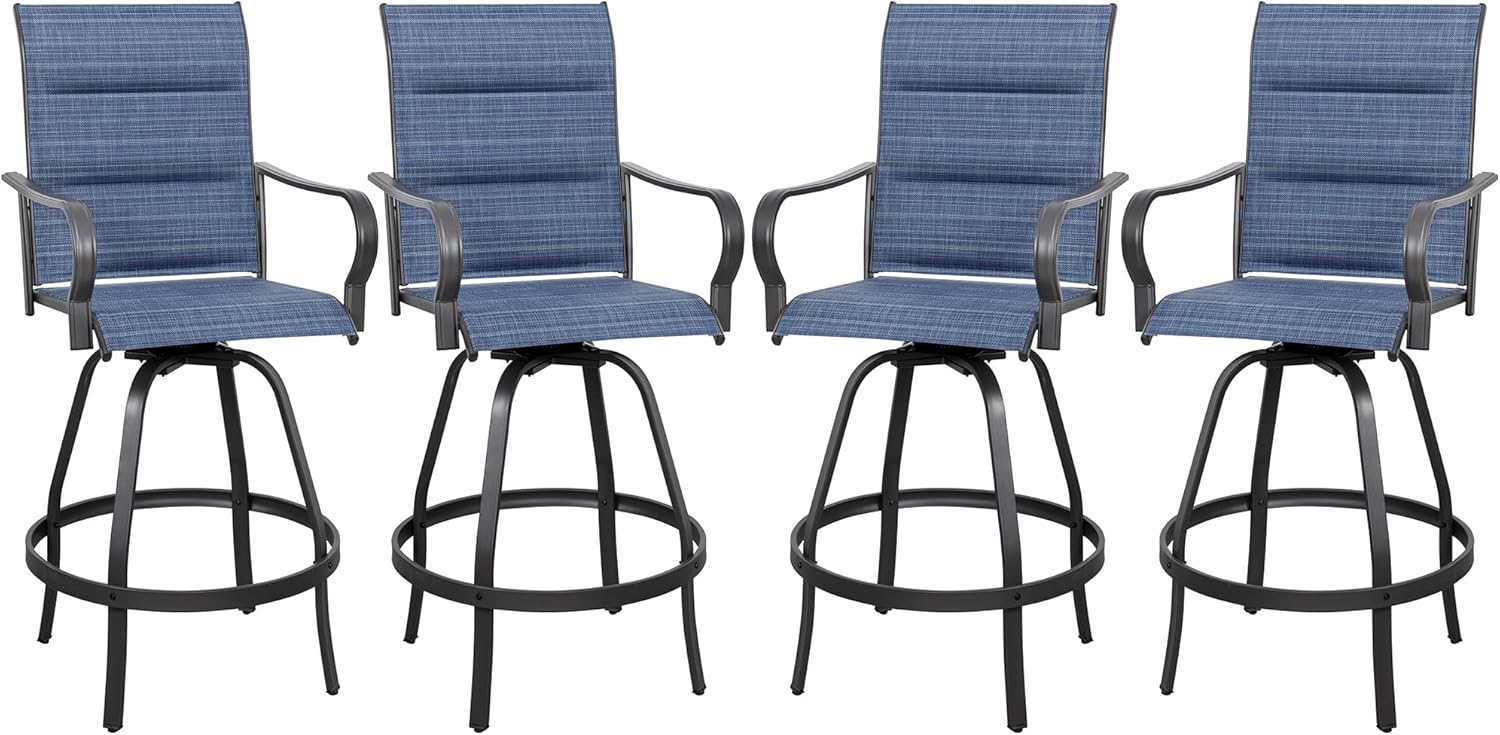 2 Piece Outdoor Patio Swivel Bar Chairs