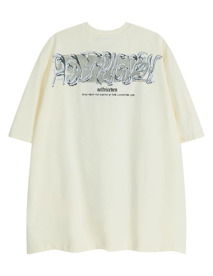 Metalic Graphic Tees Men Y2k Oversized T Shirts Women Vintage Tees Unisex Summer Tops