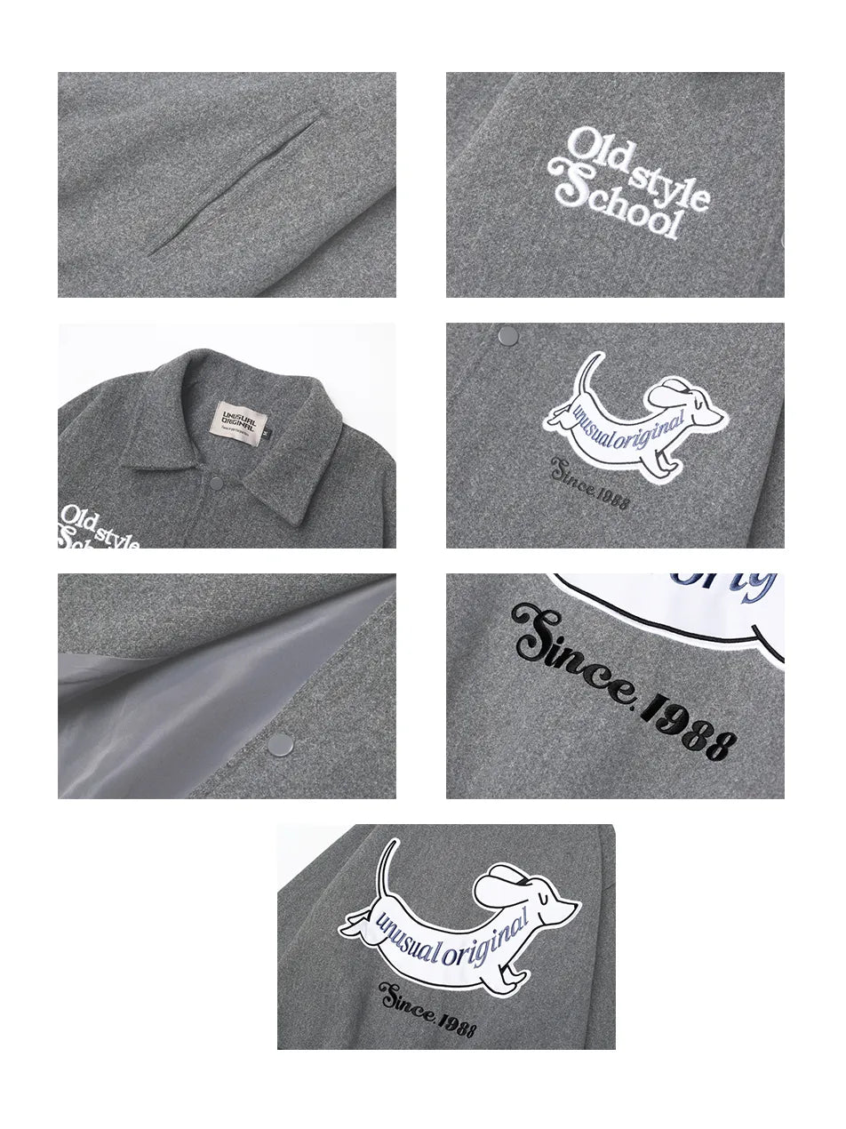 Puppy Embroidery Stick Polo Jacket For Man