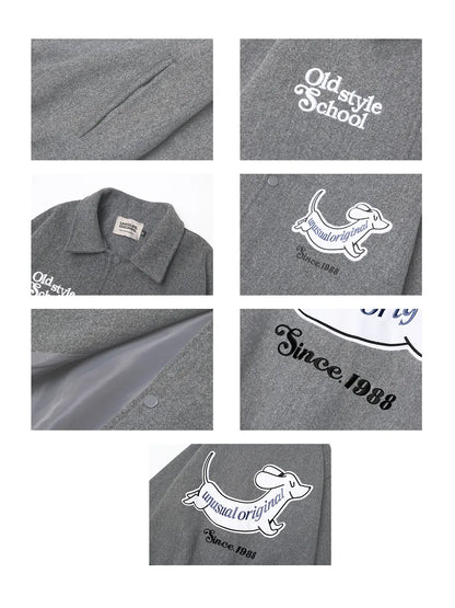 Puppy Embroidery Stick Polo Jacket For Man
