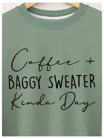 Women's Plus Size Sweatshirt Letter Print Drop Shoulder