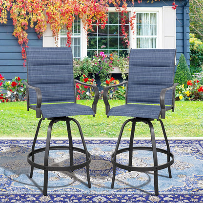 2 Piece Outdoor Patio Swivel Bar Chairs
