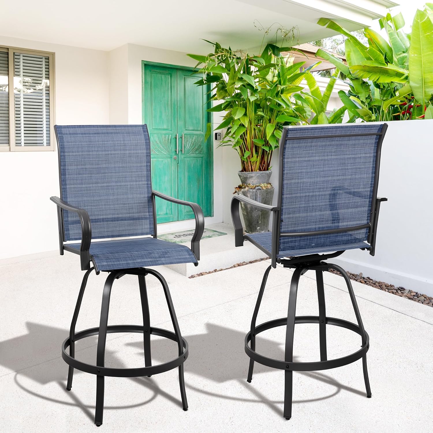 2 Piece Outdoor Patio Swivel Bar Chairs