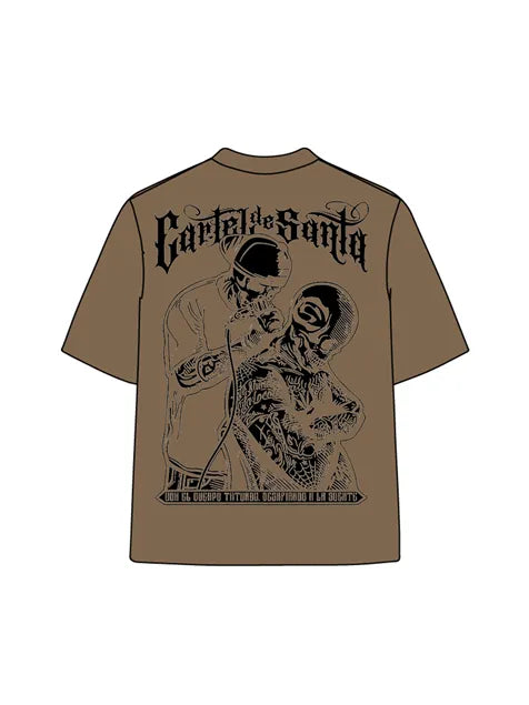 270g Bone Santa Printed Wash Old Cotton T-shirt