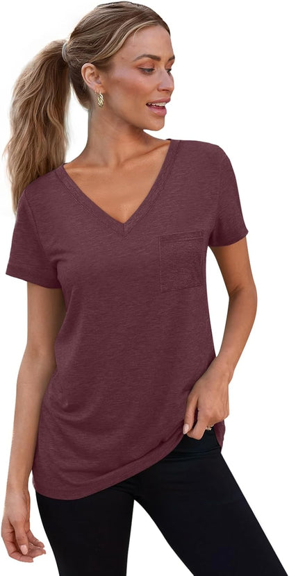 3 Pack Womens V Neck T Shirts Short Sleeve Tees