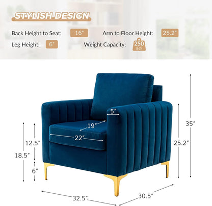 HULALA HOME Velvet Accent Club Chairs Set of 2