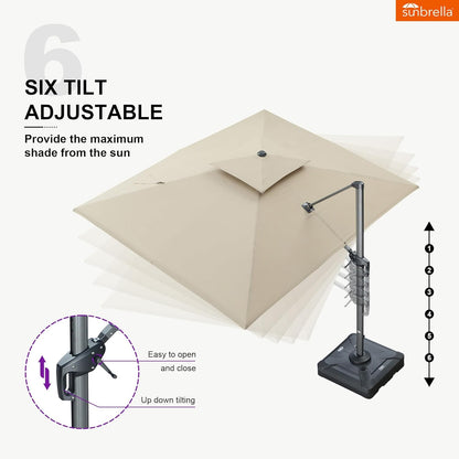 12ft Patio Umbrella with Base Large Outdoor Square Umbrella