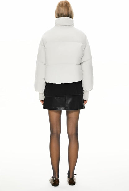 Womens Winter Oversized Cropped Puffer Jacket Zip Up Short Down Coat
