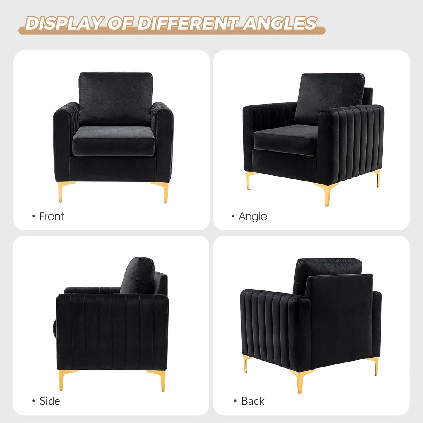 HULALA HOME Velvet Accent Club Chairs Set of 2