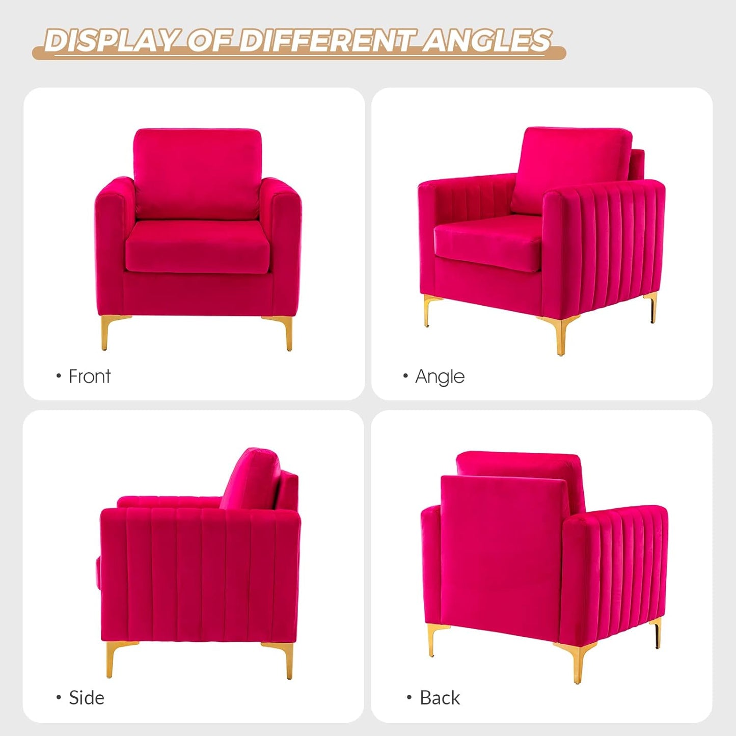 HULALA HOME Velvet Accent Club Chairs Set of 2