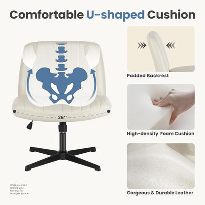 DUMOS Criss Cross Chair Legged Office Wide Comfy Desk Seat