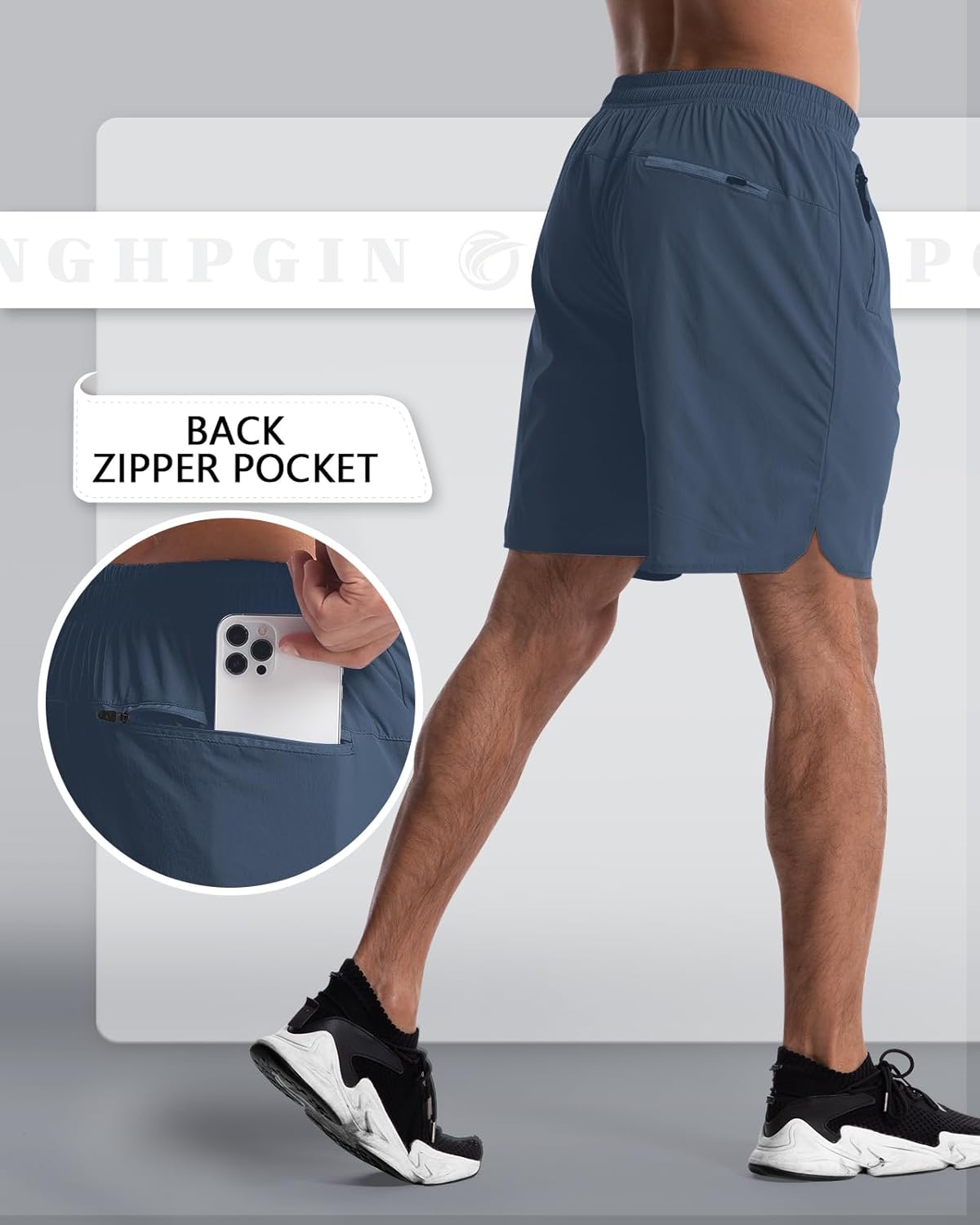2 Pack Mens Workout Athletic Shorts 7 inch Inseam Quick Dry Hiking Shorts Men Lightweight Sports Gym Shorts Running