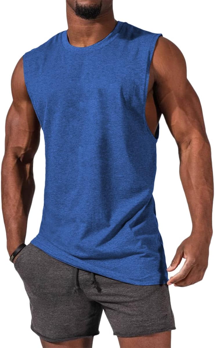 Men's Sleeveless Tank Tops Crewneck Solid Loose Fit Shirt