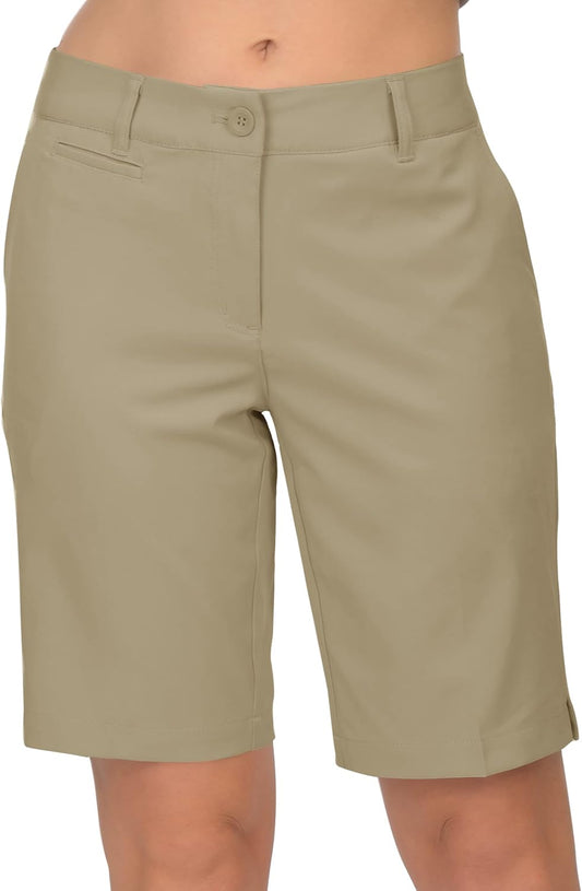 Womens Golf Shorts Lightweight Stretch Relaxed Fit Knee Length Ladies Bermuda Shorts