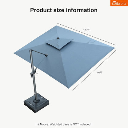 12ft Patio Umbrella with Base Large Outdoor Square Umbrella
