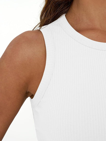Womens Tank Tops Summer Workout Ribbed Sleeveless High Neck