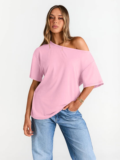 Womens Off The Shoulder Tops Oversized T-Shirts