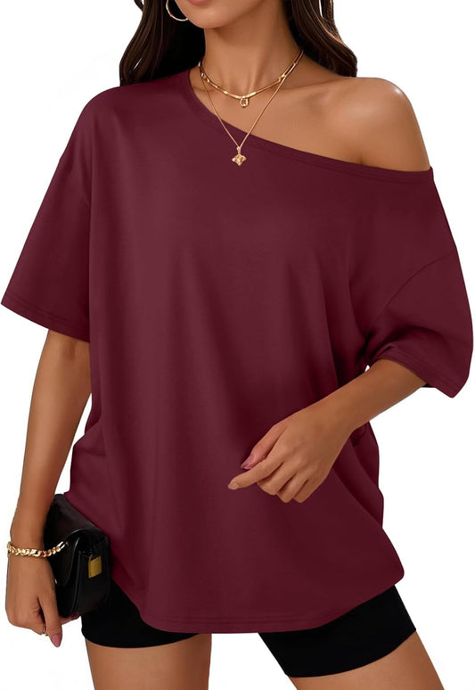 Womens Off The Shoulder Tops Oversized T-Shirts