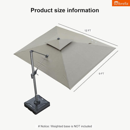 12ft Patio Umbrella with Base Large Outdoor Square Umbrella