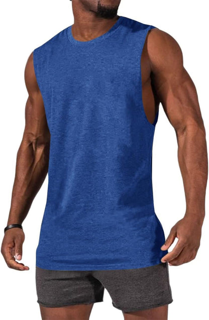 Men's Sleeveless Tank Tops Crewneck Solid Loose Fit Shirt