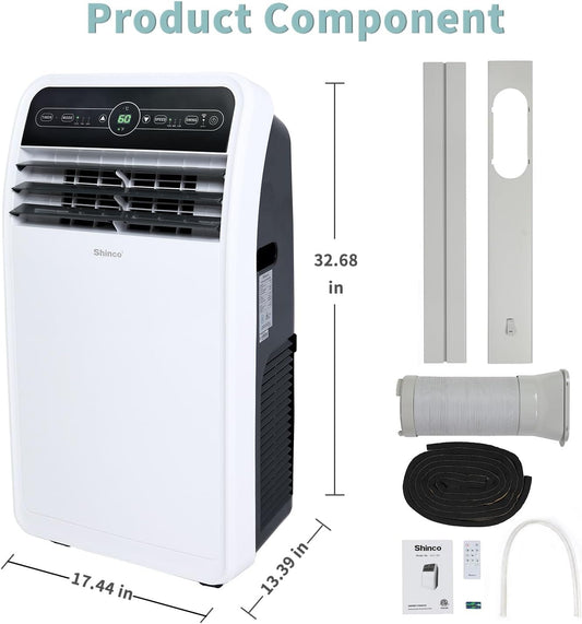 10,000 BTU Portable AC Wi-Fi Dehumidifier Fan Timer for 300 Sq.Ft with Window Kit