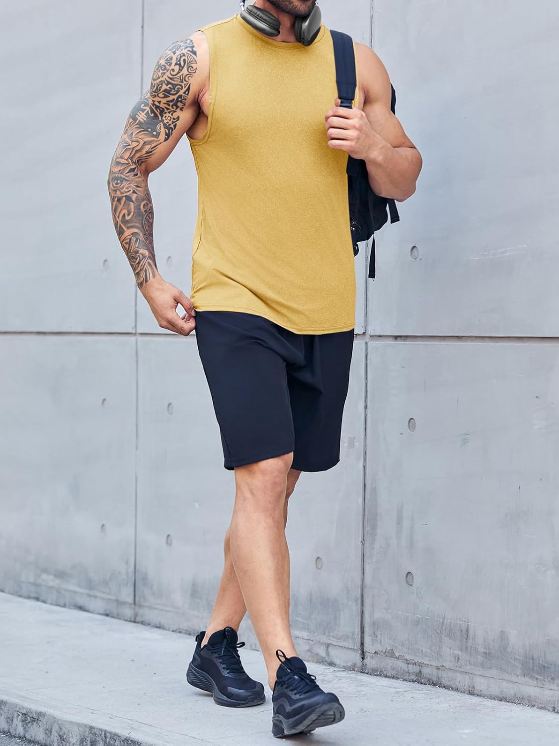 Men's Sleeveless Tank Tops Crewneck Solid Loose Fit Shirt