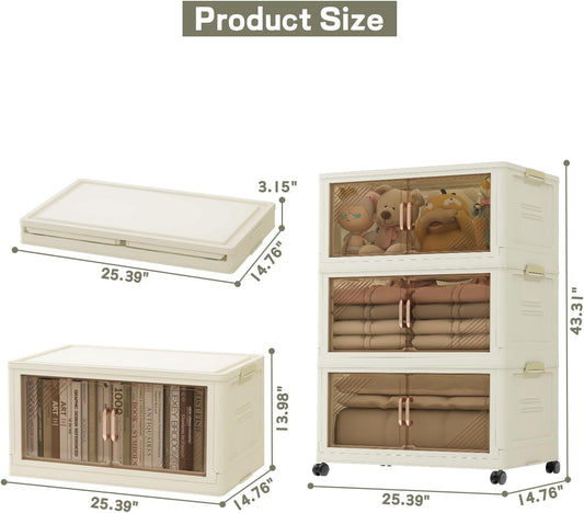 23 Gal Stackable Storage Bins with Lids and Wheels 5 Pack