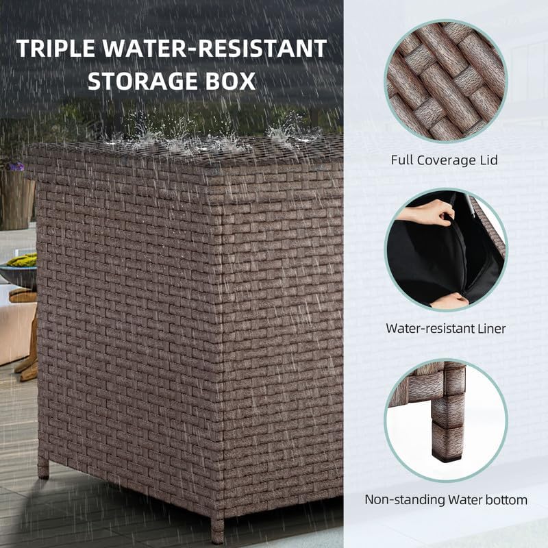 230 Gallon Deck Box XXL Wicker Outdoor Storage Box
