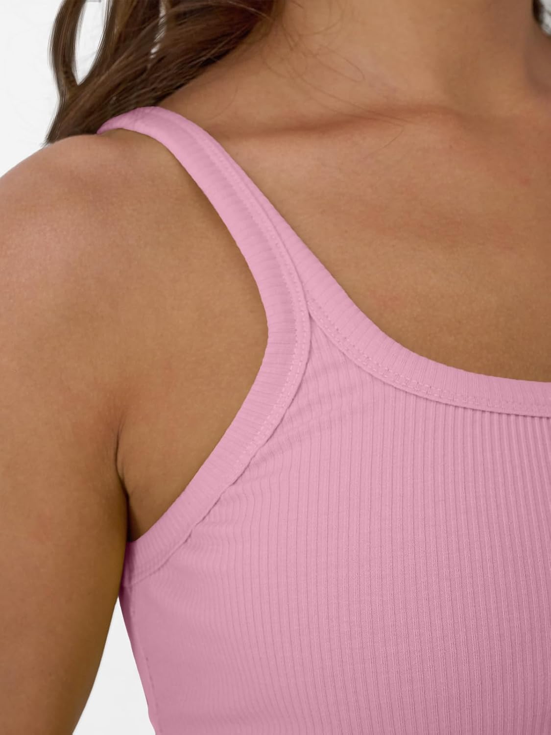 Womens Summer Ribbed Tank Tops Racerback Spaghetti Strap Workout Camisole Top