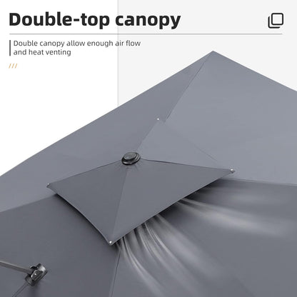 12ft Patio Umbrella with Base Large Outdoor Square Umbrella