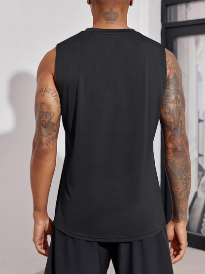 Men's Sleeveless Tank Tops Crewneck Solid Loose Fit Shirt