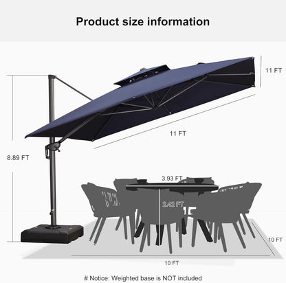 12ft Patio Umbrella with Base Large Outdoor Square Umbrella