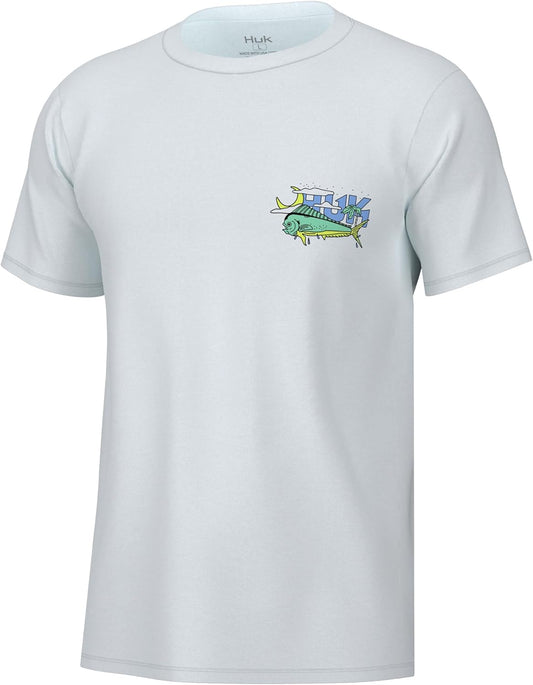 Men Fishing Graphic Tee Performance Short Sleeve Quick-Dry